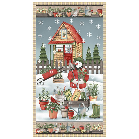 Patchworkstoff "Gardening Snowman", Jan Mott, Henry Glass, Precuts, XMAS