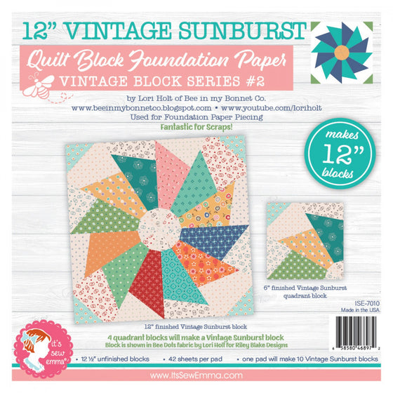 Vintage Sunburst 12", Foundation Paper, Lori Holt, It's Sew Emma