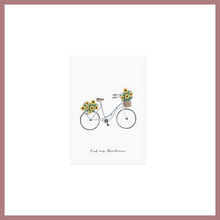  Postkarte "Blumenfahrrad", Eulenschnitt